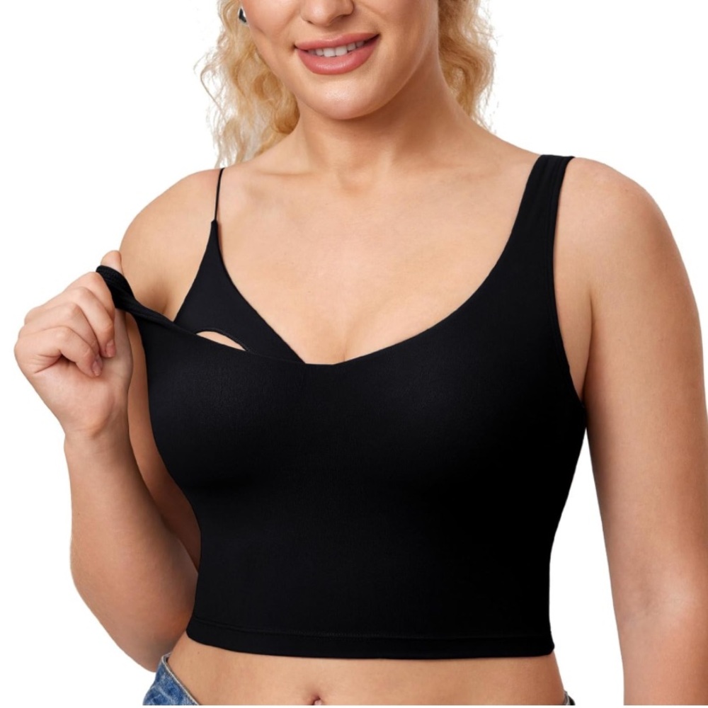 Momanda Black Nursing & Maternity Seamless Crop Bra